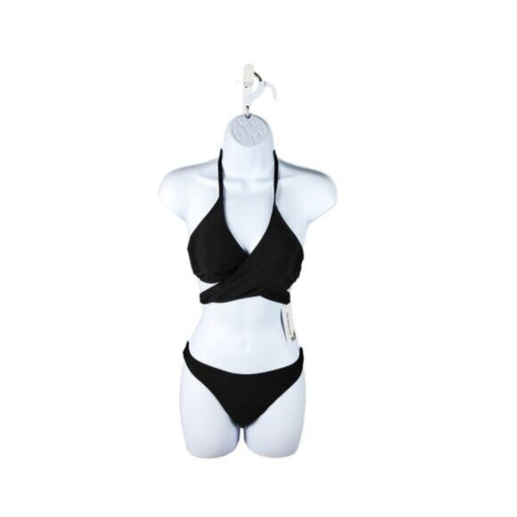 WMPRTT Wrap Around Strappy Bikini Swimsuit In Black Size Large - Picture 1 of 5